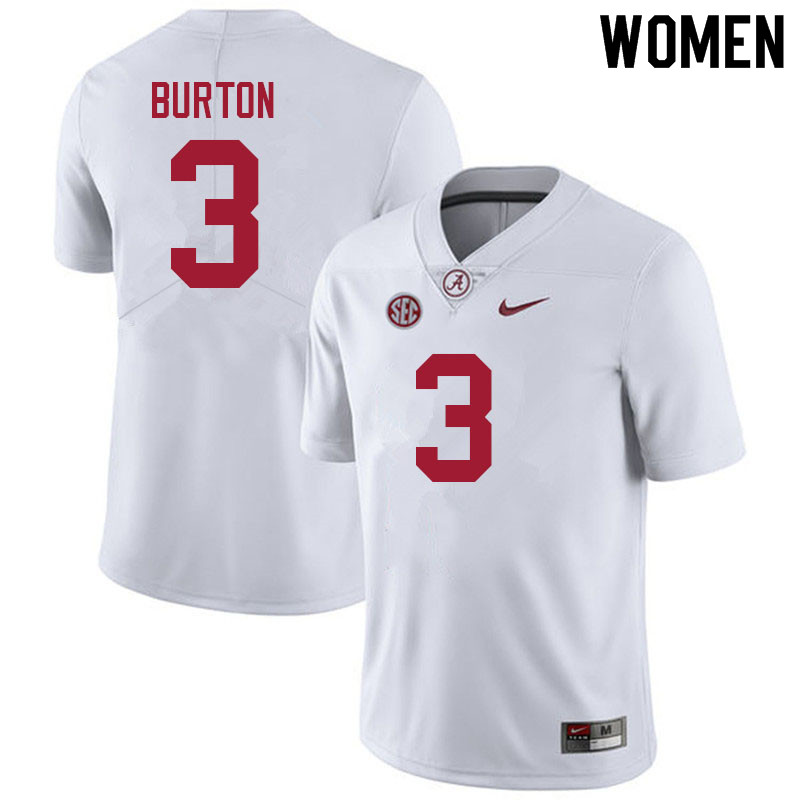 Women #3 Jermaine Burton Alabama White Tide College Football Jerseys Sale-White